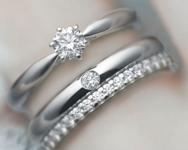 ダイヤ1石デザインの結婚指輪いろいろ