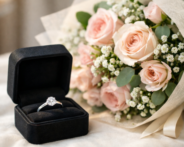 💍婚約指輪と花束💐